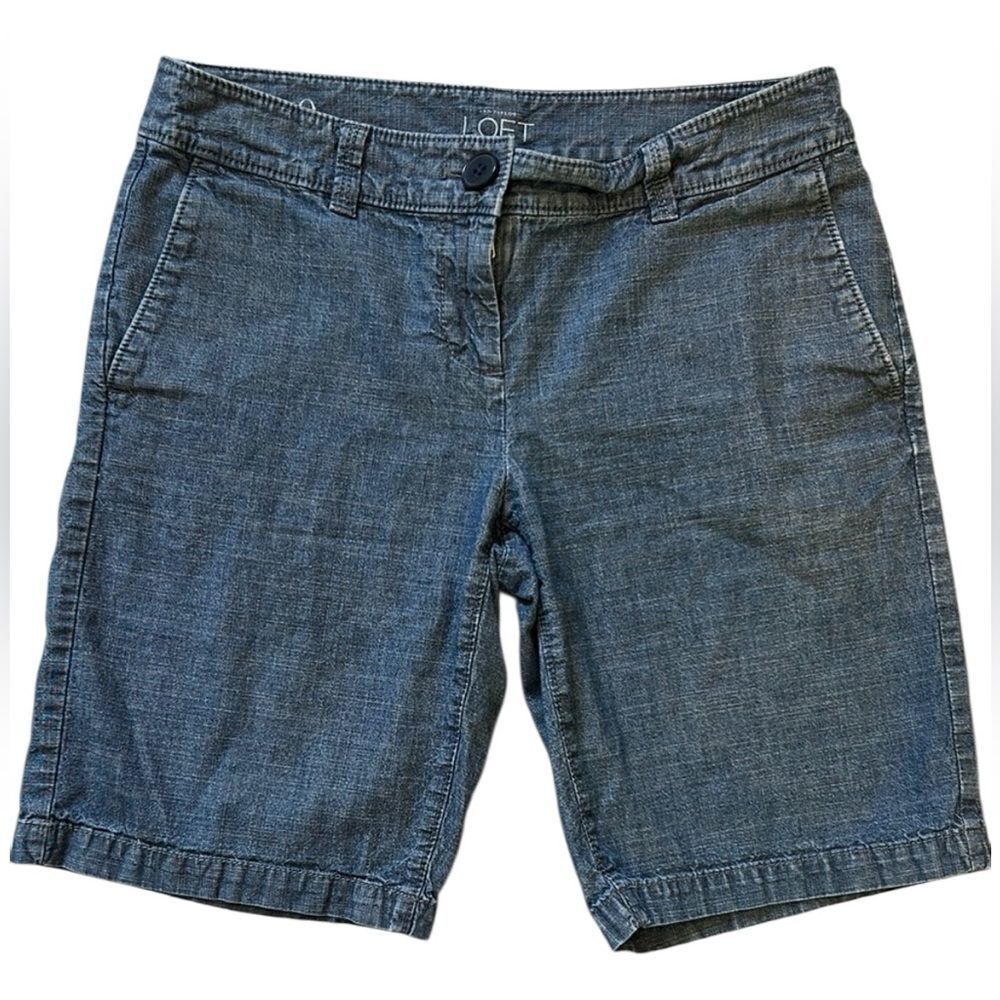 LOFT Blue Jean Shorts with Rolled Hem and Relaxed Fit size 0